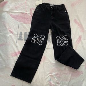 Loewe Anagram Black Jeans With Embroidered Logo